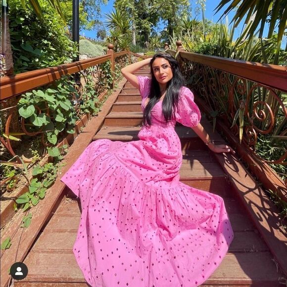 Zara pink eyelet openwork embroidered dress - Picture 9 of 15